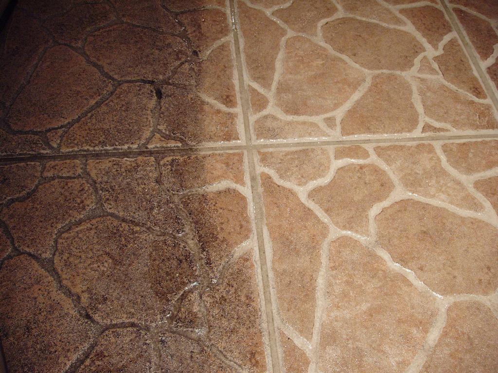 Comparison of dirty and clean grout and tile